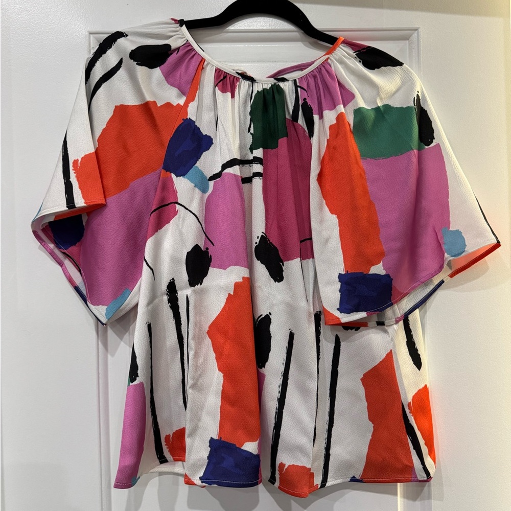 Crosby by Mollie Butch Colorful Abstract Women's Satin Top